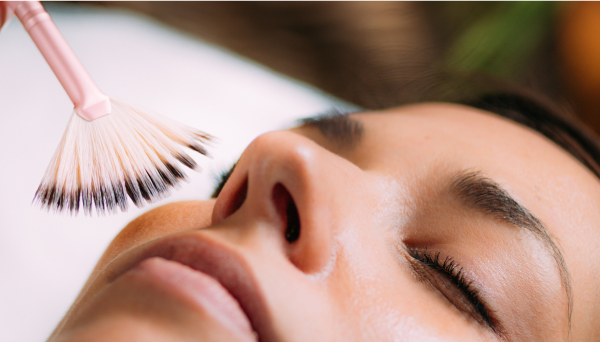 Woman receiving glow peel treatment