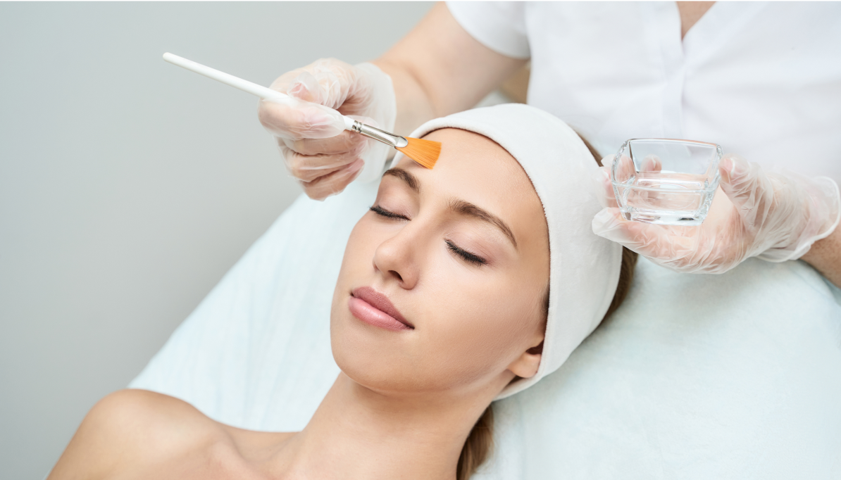 Woman receiving medical grade peel treatment